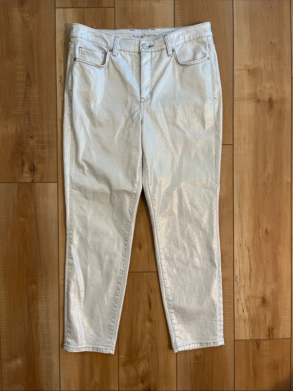 Tommy Bahama Metallic White Cropped Jeans